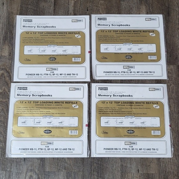Other - LOT 4 Packs Pioneer RMW-5 Memory Book Scrapbook 12x12 Refill 40 Pages 20 Sheets